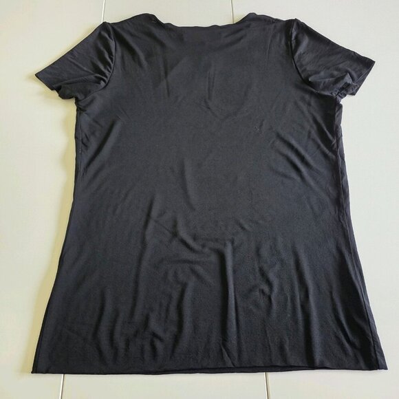 Lida Baday Top Women XL Black SS Round Neck Monochrome Office Goth Minimalist - Picture 11 of 13